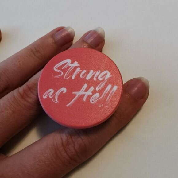 "Strong as Hell" Pink Phone Grip Feminist Empowerment, Girl Power Phone Stand - Picture 6 of 8